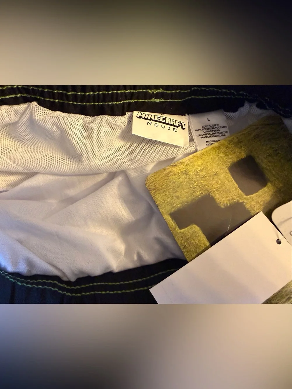 Boys' Minecraft Movie Art Swim Shorts - White/Green new with tags size large